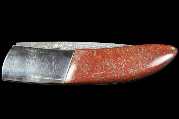 Pocketknife With Fossil Dinosaur Bone (Gembone) Inlays #86540